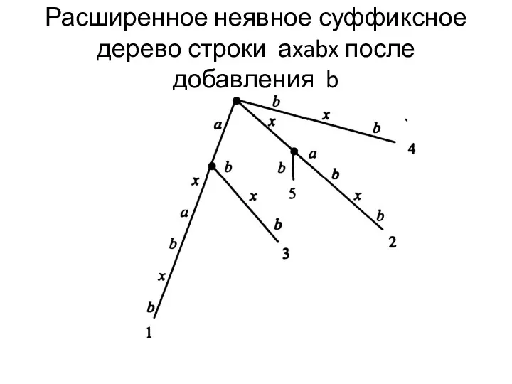 Расширенное неявное суффиксное дерево строки аxabx после добавления b