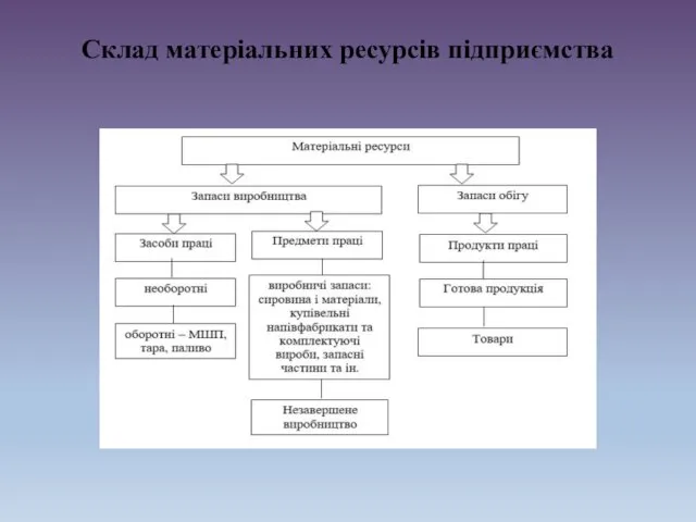 Склад матеріальних ресурсів підприємства