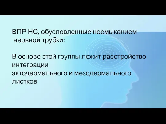 ВПР НС, обусловленные несмыканием нервной трубки: В основе этой группы