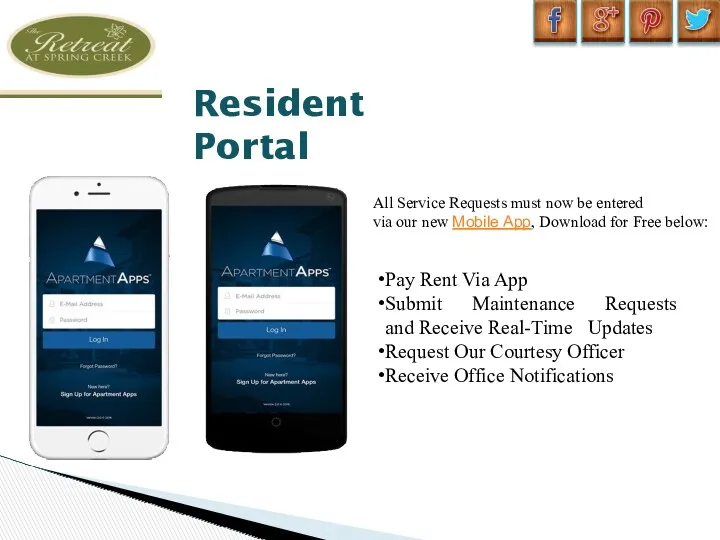 Resident Portal Pay Rent Via App Submit Maintenance Requests and Receive Real-Time Updates