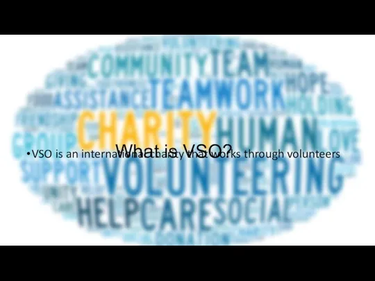 What is VSO? VSO is an international charity that works through volunteers