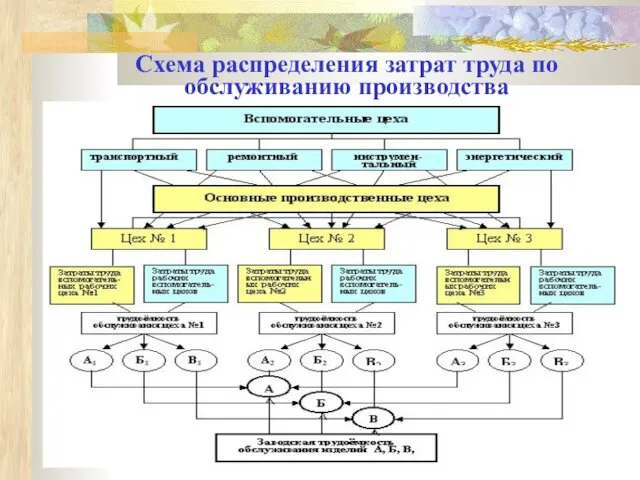 Схема распределения затрат труда по обслуживанию производства