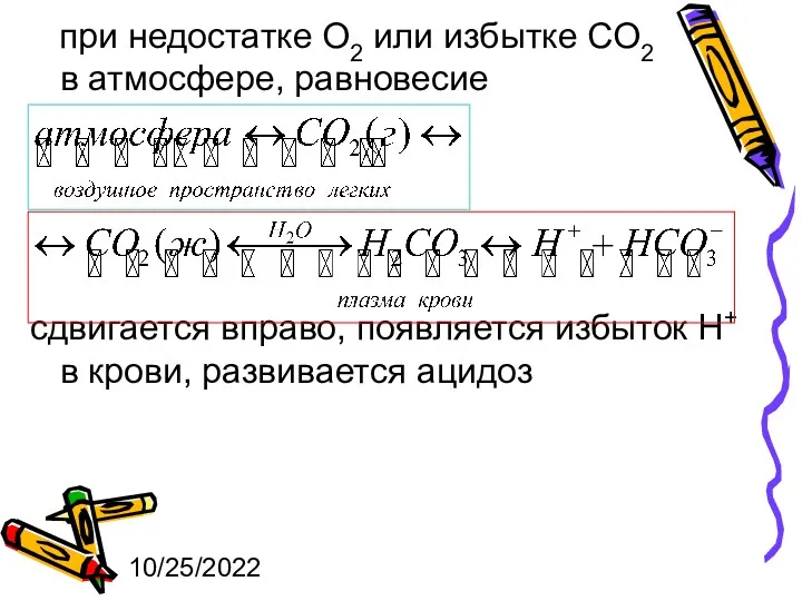 10/25/2022 при недостатке О2 или избытке СО2 в атмосфере, равновесие