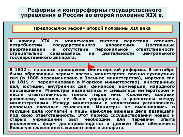 Реформы и контрреформы государственного управления в России во второй половине XIX в.