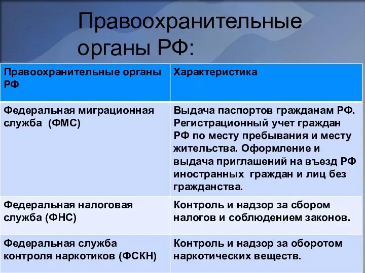 Правоохранительные органы РФ: