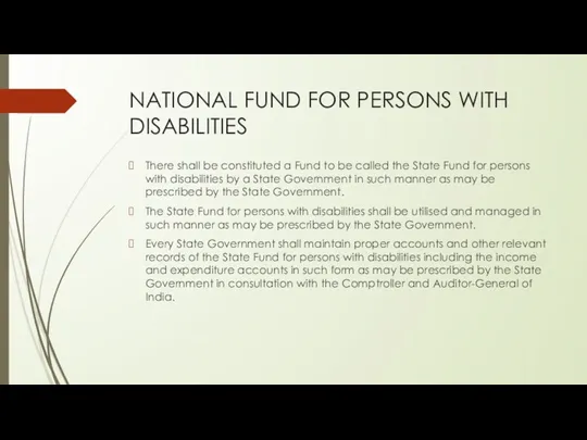 NATIONAL FUND FOR PERSONS WITH DISABILITIES There shall be constituted