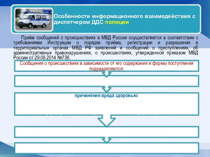 Приём сообщений о происшествиях в МВД России осуществляется в соответствии