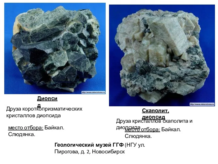 Диопсид Друза короткопризматических кристаллов диопсида место отбора: Байкал. Слюдянка. Скаполит,