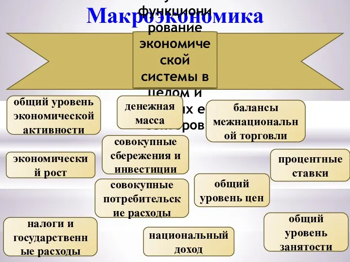 Макроэкономика изучает функционирование экономической системы в целом и крупных её