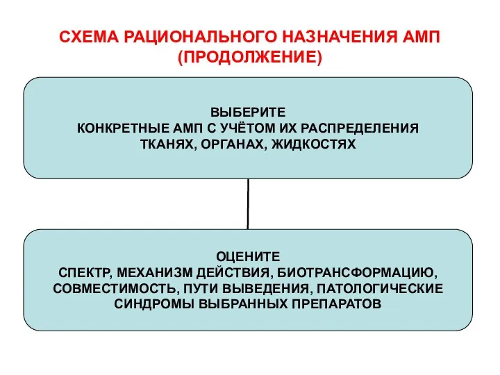 СХЕМА РАЦИОНАЛЬНОГО НАЗНАЧЕНИЯ АМП (ПРОДОЛЖЕНИЕ)