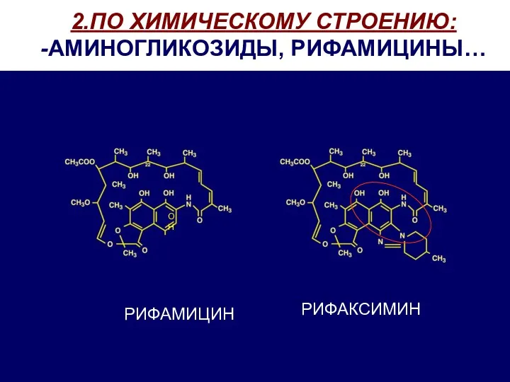 РИФАКСИМИН РИФАМИЦИН 2.ПО ХИМИЧЕСКОМУ СТРОЕНИЮ: -АМИНОГЛИКОЗИДЫ, РИФАМИЦИНЫ… OH