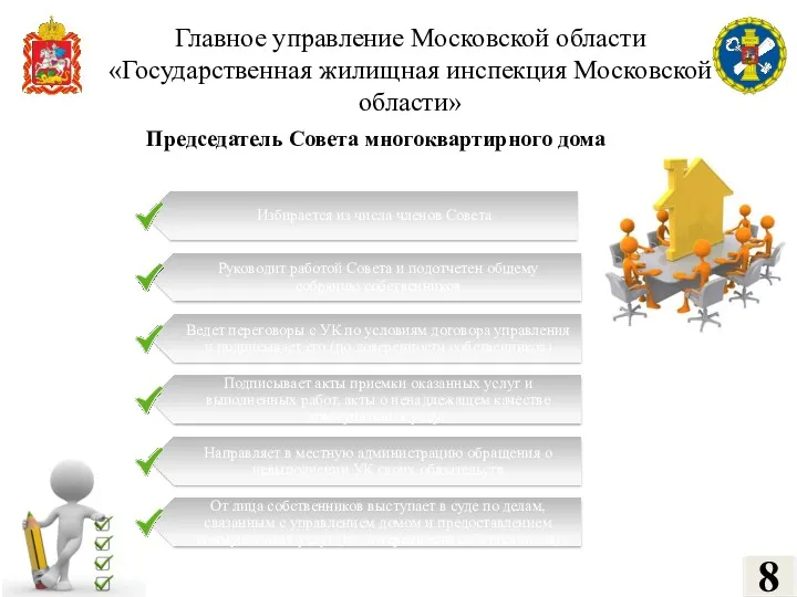 Главное управление Московской области «Государственная жилищная инспекция Московской области» Председатель Совета многоквартирного дома 8