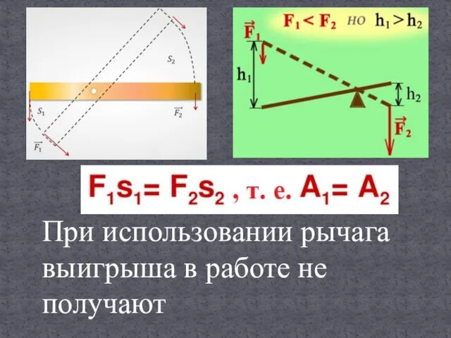 При использовании рычага выигрыша в работе не получают