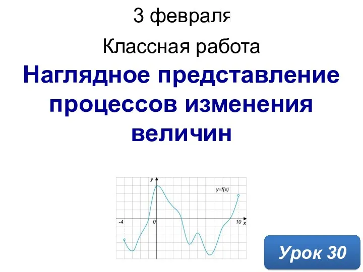 Наглядное представление процессов изменения величин Классная работа Урок 30 3 февраля 2022 г.