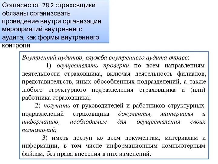 Согласно ст. 28.2 страховщики обязаны организовать проведение внутри организации мероприятий