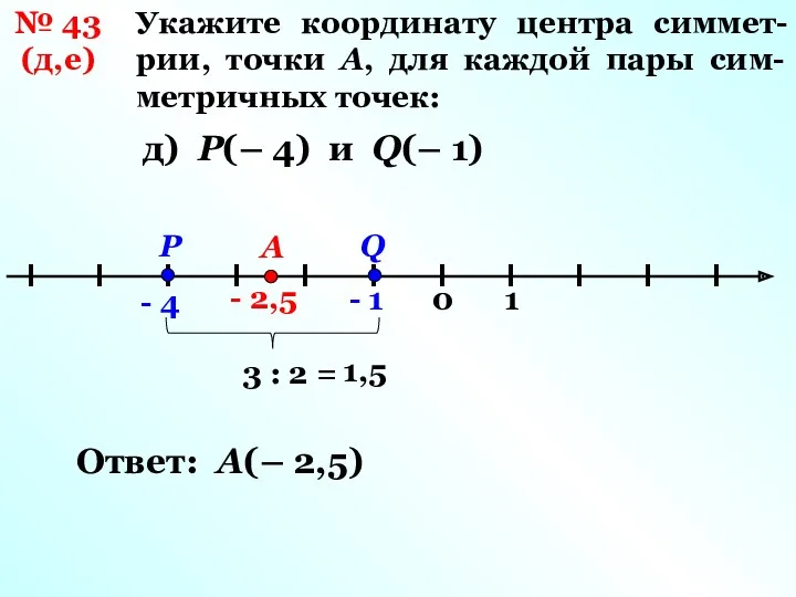 Укажите координату центра симмет-рии, точки А, для каждой пары сим-