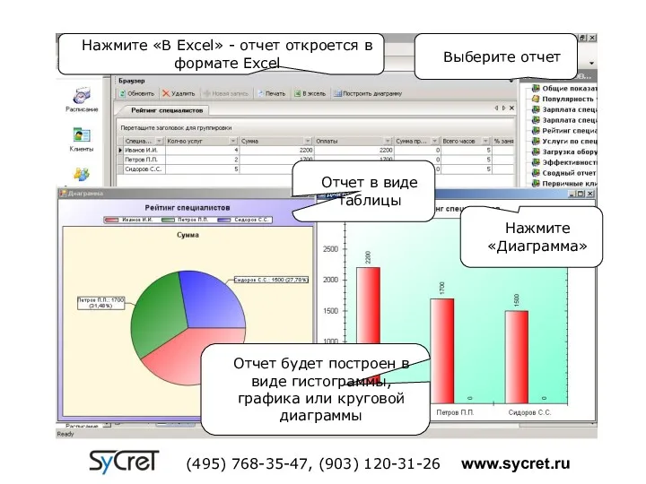 Выберите отчет Отчет в виде таблицы Нажмите «В Excel» -