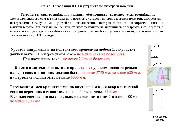 Тема 8. Требования ПТЭ к устройствам электроснабжения. Устройства электроснабжения должны