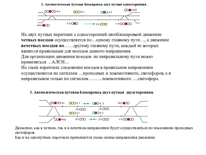 2. Автоматическая путевая блокировка двух путная односторонняя. На двух путных