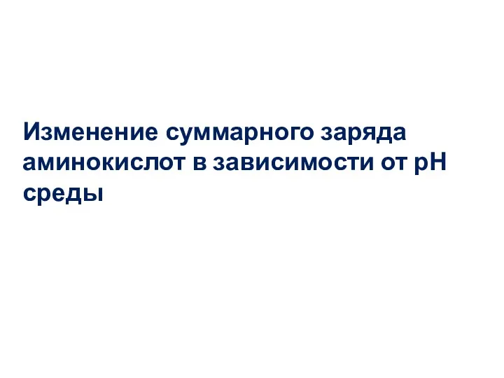 Изменение суммарного заряда аминокислот в зависимости от рН среды