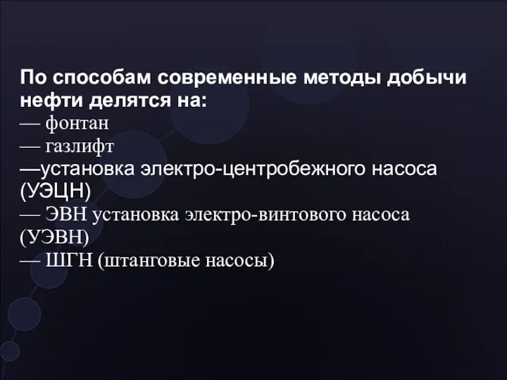 По способам современные методы добычи нефти делятся на: — фонтан