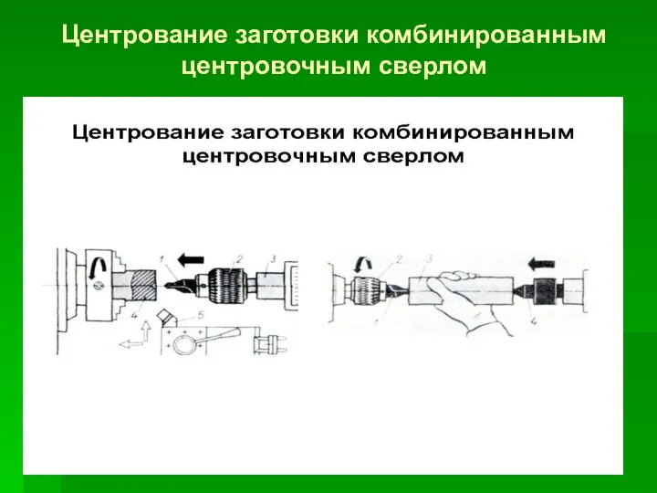 Центрование заготовки комбинированным центровочным сверлом