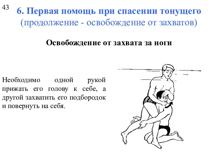 6. Первая помощь при спасении тонущего (продолжение - освобождение от