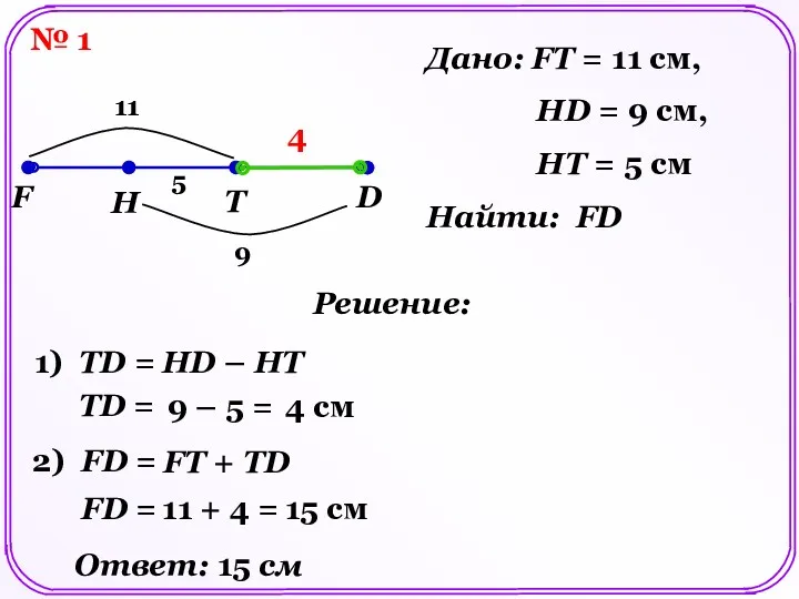 № 1 F H T D Дано: FT = 11