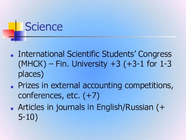 Science International Scientific Students’ Congress (МНСК) – Fin. University +3