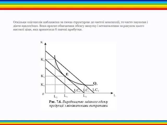 Оскільки олігополія наближена за своєю структурою до чистої монополії, то