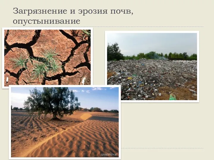 Загрязнение и эрозия почв, опустынивание