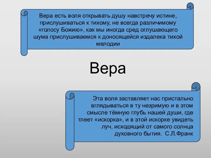 Вера Вера есть воля открывать душу навстречу истине, прислушиваться к