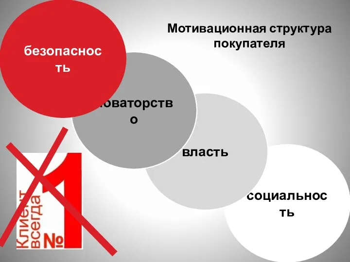 социальность власть Мотивационная структура покупателя новаторство безопасность