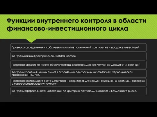 Функции внутреннего контроля в области финансово-инвестиционного цикла