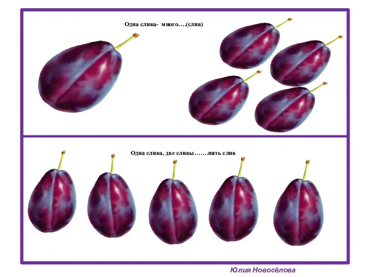 Одна слива- много….(слив) Юлия Новосёлова Одна слива, две сливы…….пять слив