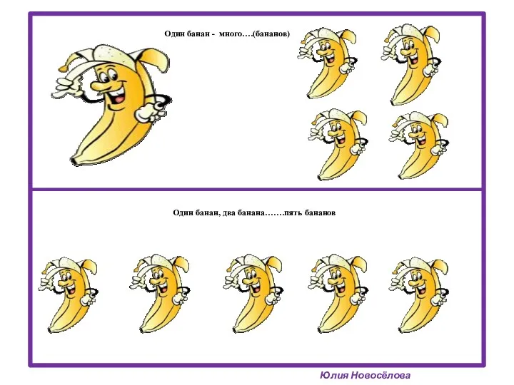 Один банан - много….(бананов) Юлия Новосёлова Один банан, два банана…….пять бананов