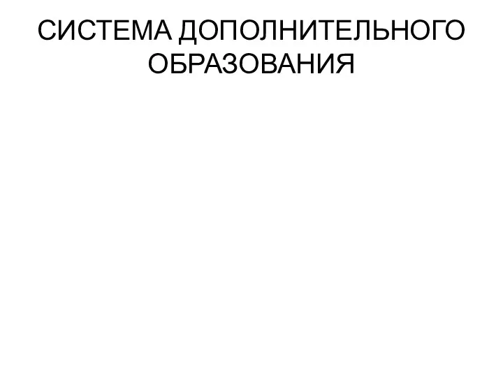 СИСТЕМА ДОПОЛНИТЕЛЬНОГО ОБРАЗОВАНИЯ