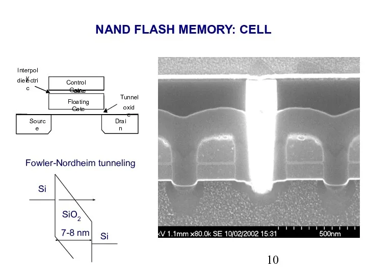 NAND FLASH MEMORY: CELL Drain Source Control Gate Interpoly Drain