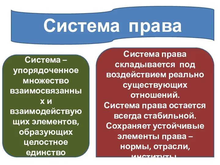 Система права Система – упорядоченное множество взаимосвязанных и взаимодействующих элементов,