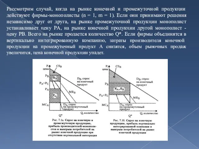 Рассмотрим случай, когда на рынке конечной и промежуточной продукции действуют