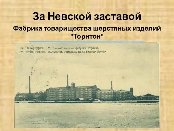 За Невской заставой Фабрика товарищества шерстяных изделий "Торнтон"