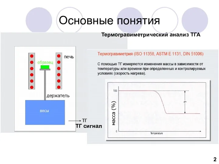 Основные понятия Термогравиметрический анализ ТГА ТГ сигнал 2