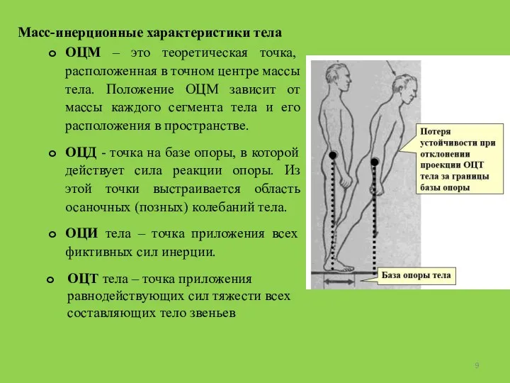 Масс-инерционные характеристики тела ОЦМ – это теоретическая точка, расположенная в