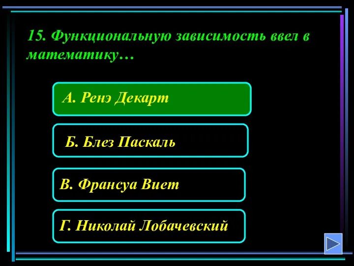 15. Функциональную зависимость ввел в математику…