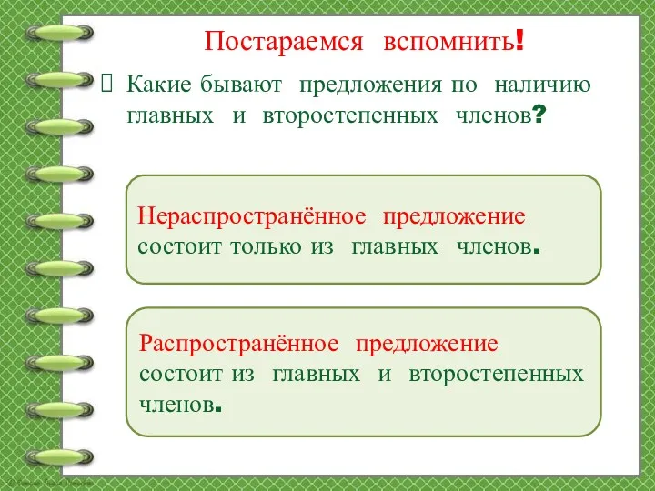 Постараемся вспомнить! Какие бывают предложения по наличию главных и второстепенных