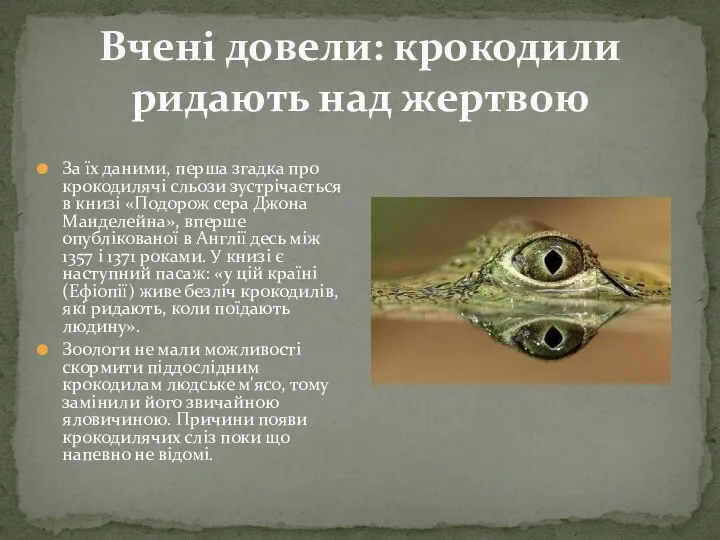 Вчені довели: крокодили ридають над жертвою За їх даними, перша