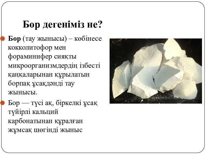 Бор дегеніміз не? Бор (тау жынысы) – көбінесе кокколитофор мен