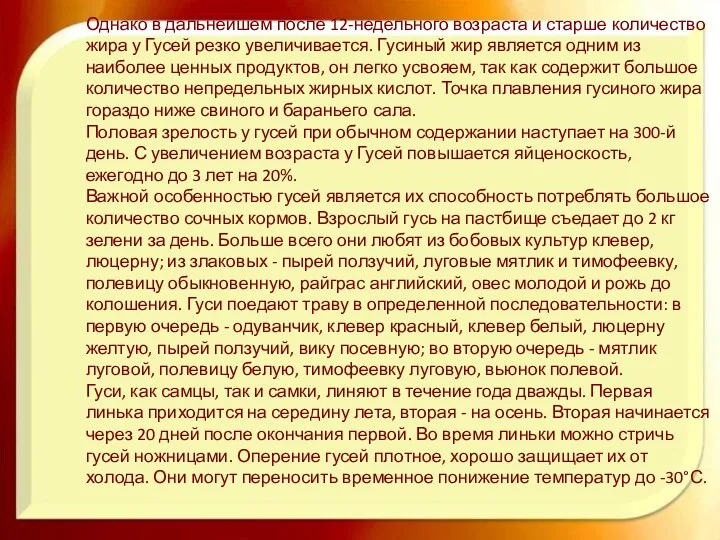 Однако в дальнейшем после 12-недельного возраста и старше количество жира