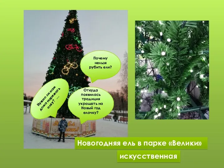 Новогодняя ель в парке «Велики» искусственная Откуда появилась традиция украшать на Новый год