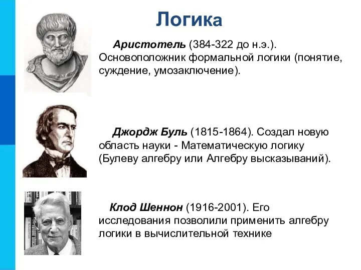 Клод Шеннон (1916-2001). Его исследования позволили применить алгебру логики в